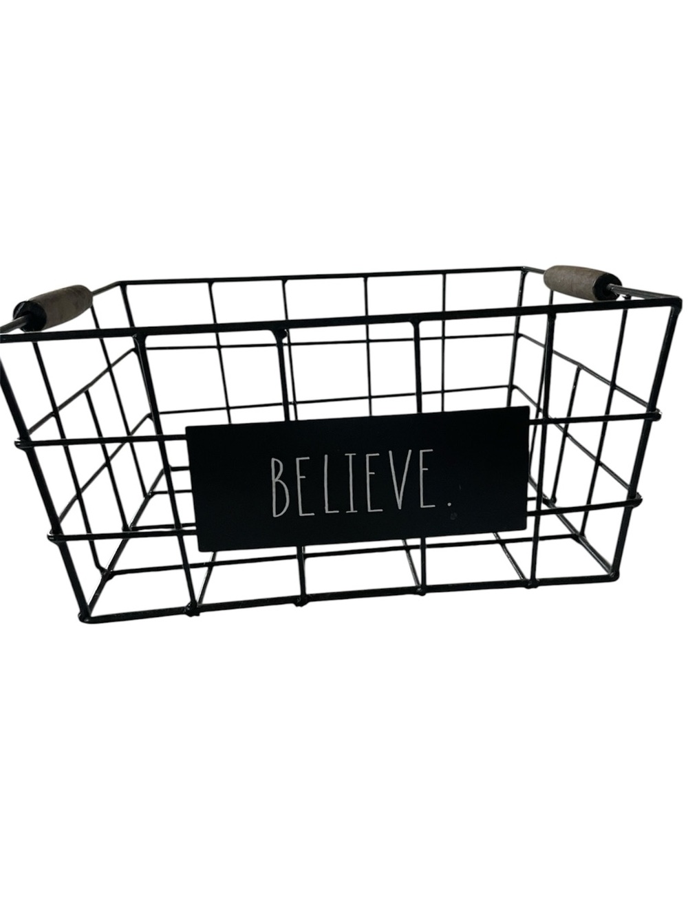 Rae Dunn ‘Believe’ Black Wire Storage Basket Christmas